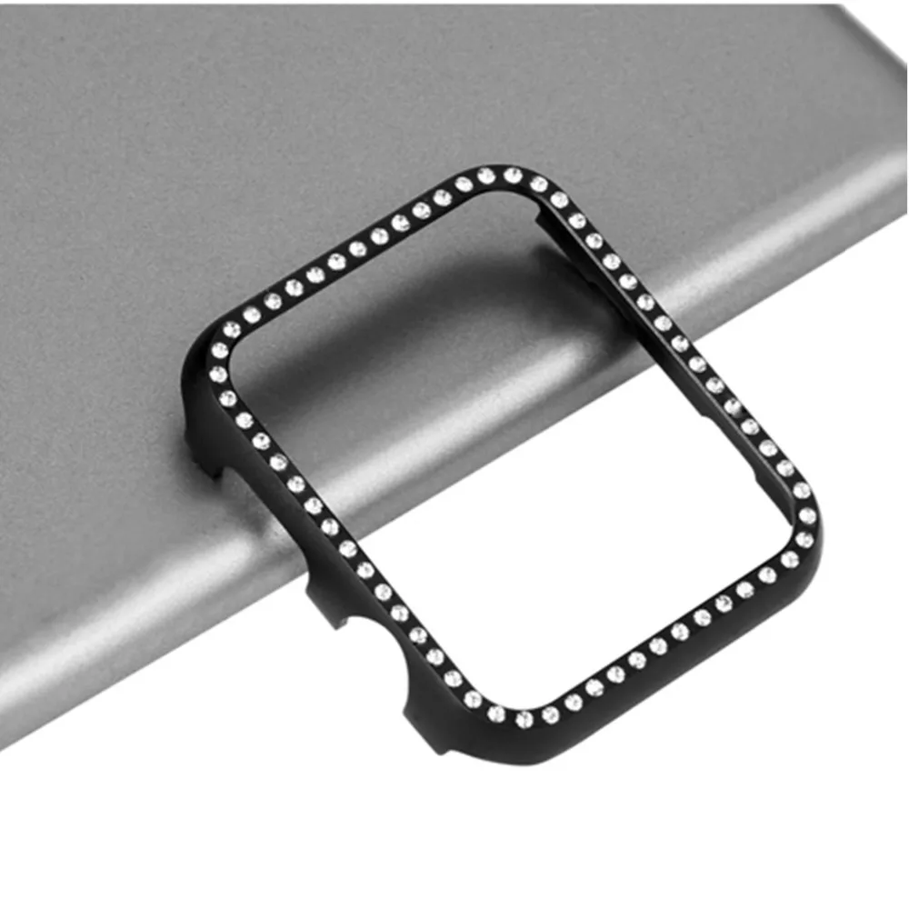 

CRESTED Diamond case cover For Apple watch 4 band 44mm/40mm Iwatch strap 3/2 42mm Aluminum alloy Frame Crystal protective shell
