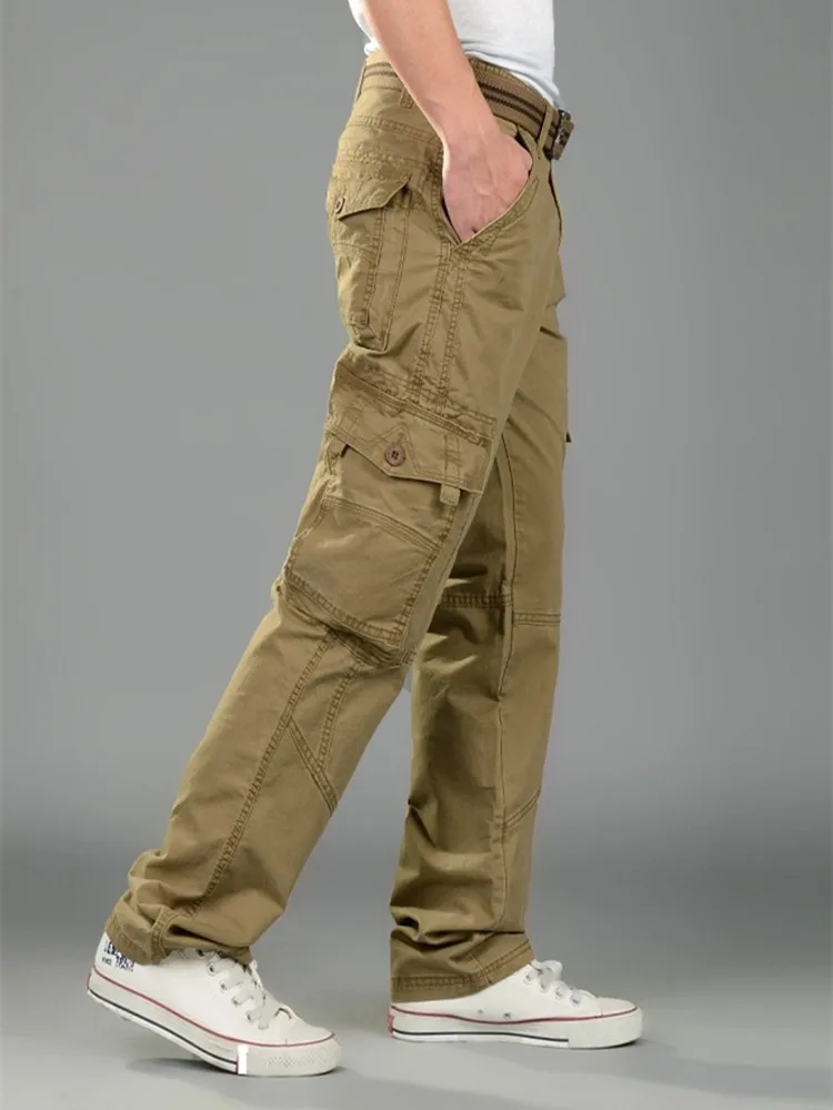 Классические мужские брюки карго прямые брюки повседневные мужские брюки мешковатые хлопковые брюки мужские военные тактические брюки с несколькими карманами
