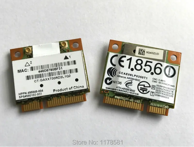 Atheros AR5BHB92 AR9280 AR5009 Двухдиапазонная 2,4G/5 GHz 802.11a/b/g/n 300Mbp беспроводная wifi Половина мини pci-e карта