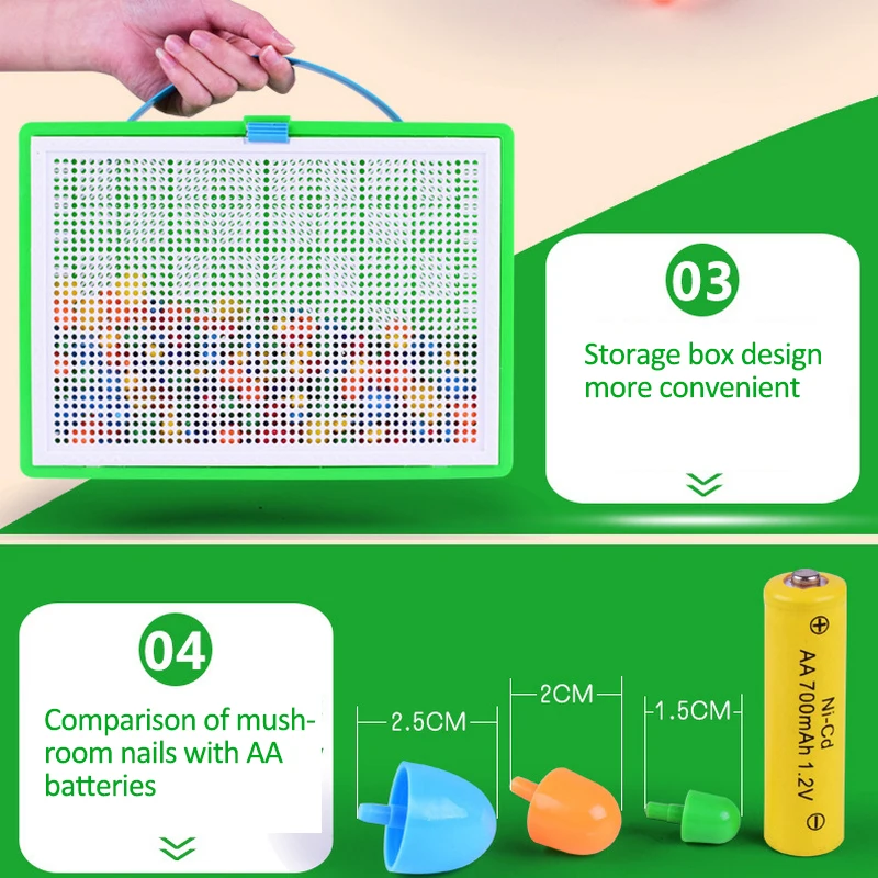 296 мозаика грибные гвозди головоломка игрушка Интеллектуальный 3D сделай сам пластиковая доска грибы-игрушки для детей обучающая забавная игра игрушка