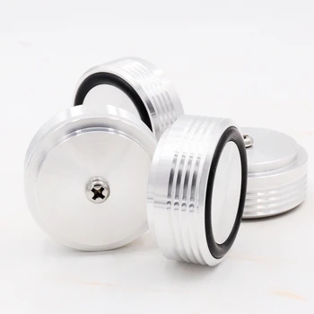 

4pcs 39 *17mm Silver / Black Full Aluminum Audio AMP Speaker Feet Screw Thread Spikes PC Machine Mats Pads