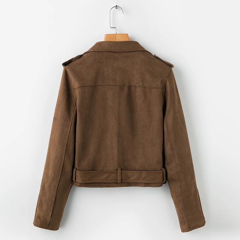 BONGOR LUSS Casual Autumn Winter Zipper  Jacket Coat Women Short Jacket Coats Turn Collar High Street Fashion Suede Coat  (11)