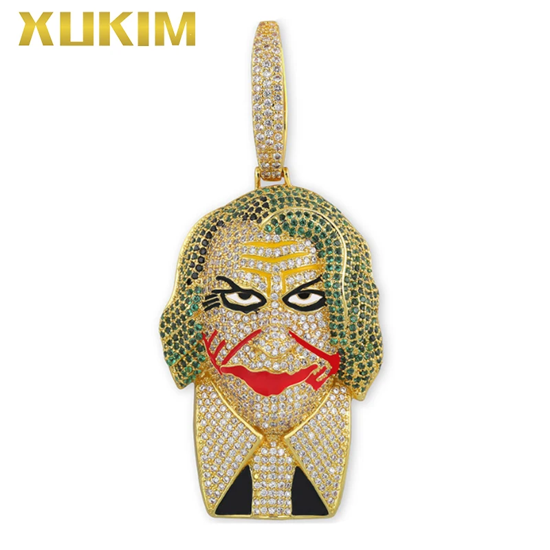 

PH059 Xukim Jewelry Iceman Batman Miovie DC Clown Gold Hip Hop Jewelry Iced Out Pendant Necklace