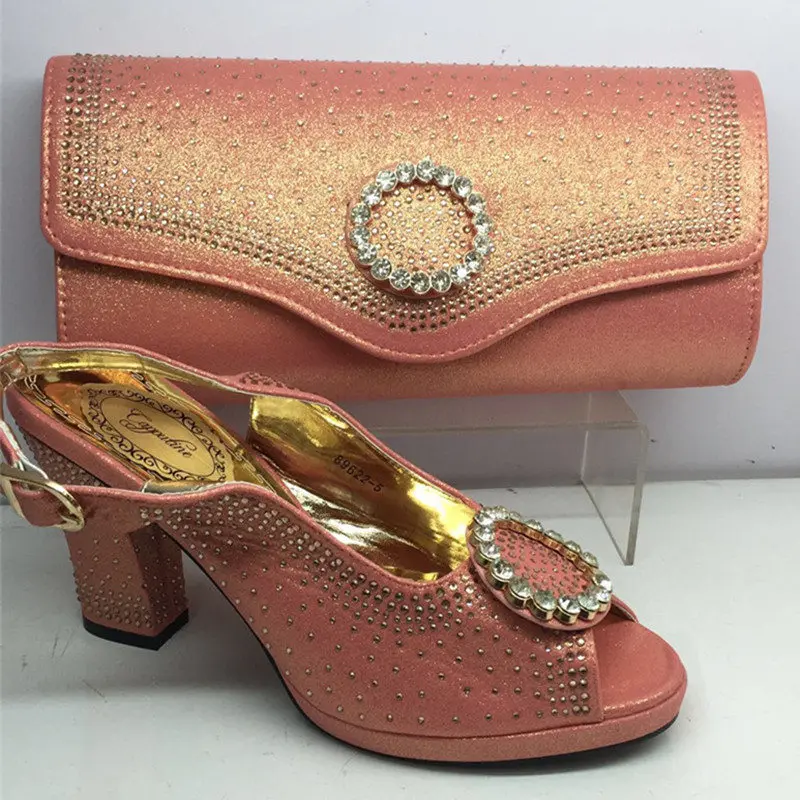 Capputine/ г., итальянский комплект из туфель и сумочки, летние женские туфли-лодочки в африканском стиле, вечерние туфли и сумочка BL285C - Цвет: Peach