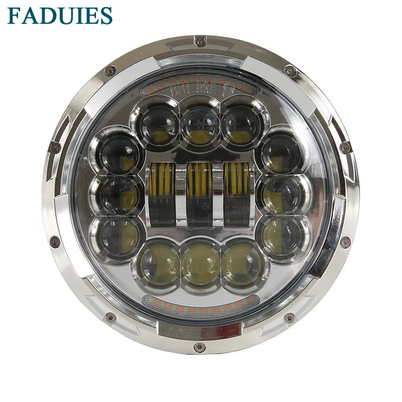 FADUIES  7 40W Motorcycle LED Headlight Angle Eyes with Amber Signal For Harley Davidson Jeep Wrangler Models with 7 headlight (2)1