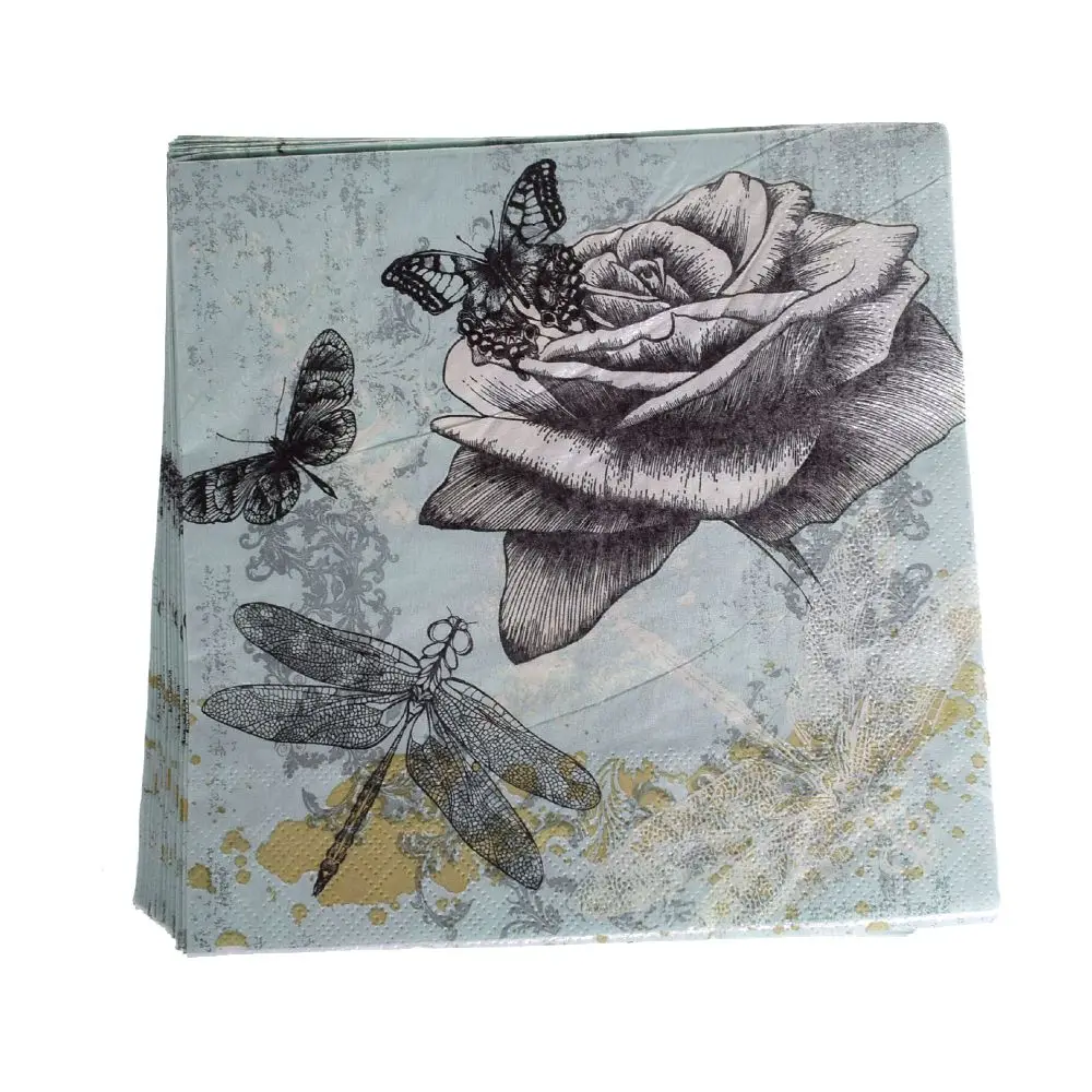 

20Pcs / Bag Dragonfly Paper Towel Napkin Tissue Party Supply Home Decoration For Party Wedding Table Cloth
