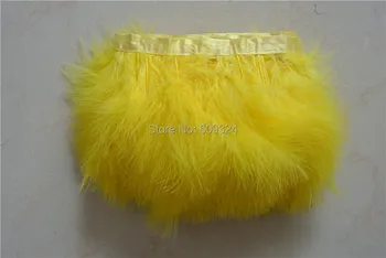 

10 meters yellow marabou feather fringe trim Turkey Fluff Feather Trim 3-4inch (7-10cm) wide for crafts or Costumes