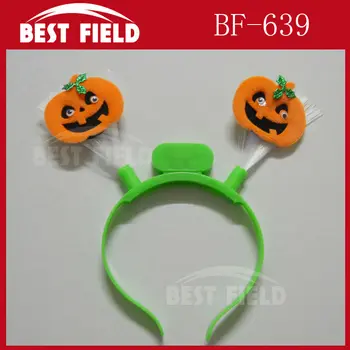 

Free shipping 12pcs/lot led optical fiber headwear Halloween hair accessory props led luminescence pumpkin headband for party