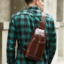 Акция Новое поступление Модная Кожаная грудь брендовая мужская сумка на плечо модная молния коровья кожа Слинг Сумка мужская сумка через плечо