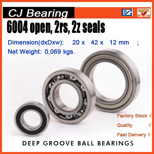 Deep groove ball bearings 6004 z zz 2z 20x42x12mm 6004 2z 6004zz 6004
