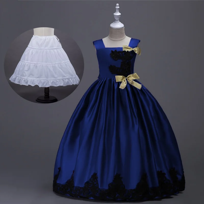 Длинные подростковые платья без рукавов для вечеринок; цвет черный, кружевной, зеленый, желтый, красный, синий; атласное платье для выпускного бального платья с подъюбником для девочек