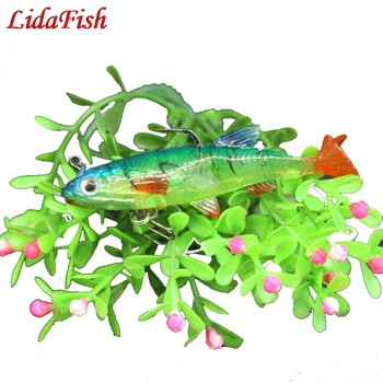 

LIDAFISH 2018 new 8-9cm14g 5pcs artificial bait double hook package lead soft fake fish barbed five colors optional fishing gear