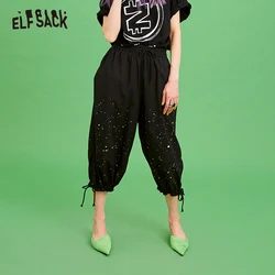 ELF SACK Black Oil Print Women Harem Pants 2019 Summer Cotton Mid Waist Streetwear Female Trousers Fashion Painted Woman Bottoms ELF SACK Black Oil Print Women Harem Pants 2019 Summer Cotton Mid Waist Streetwear Female Trousers Fashion Painted Woman Bottoms