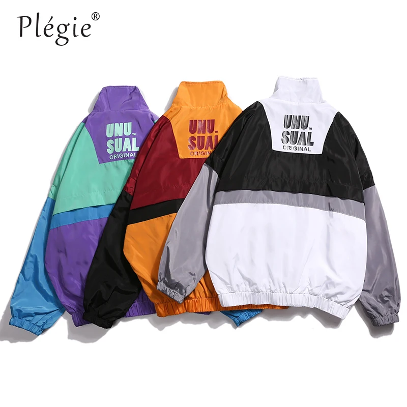 Plegie الخريف الهيب هوب سترة واقية سترة المتضخم رجل المتناثرة اللون كتلة سترة معطف خمر البريدي المسار سترة الشارع الشهير