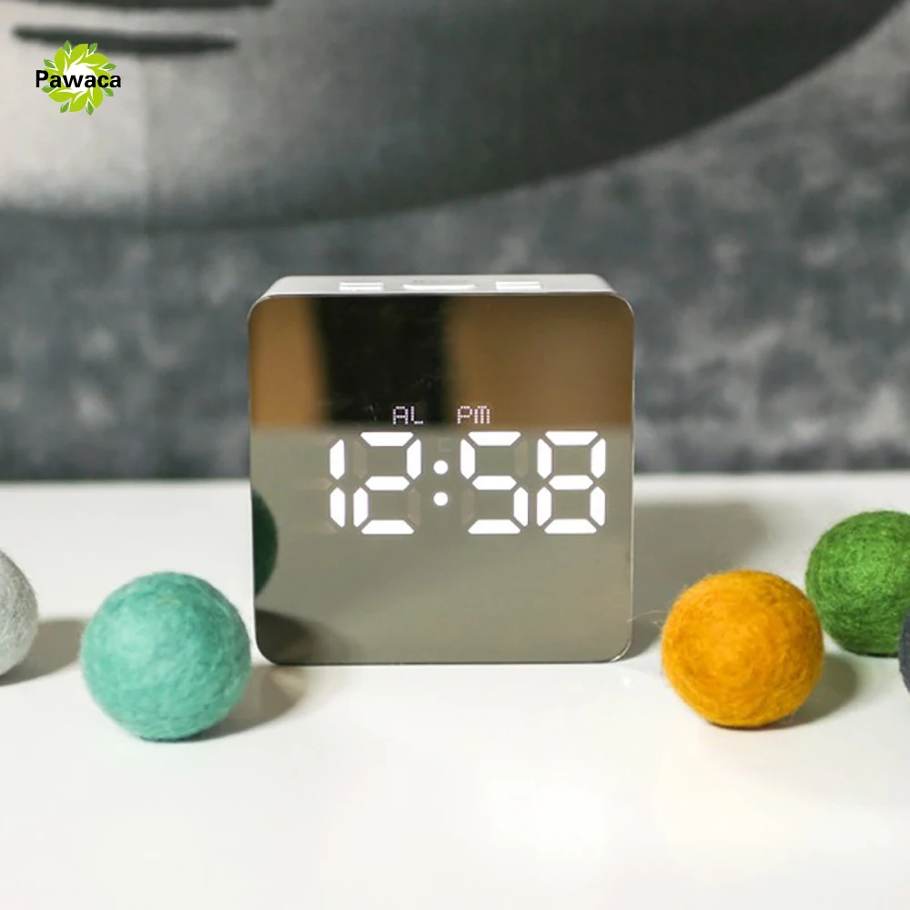 

New Electronic Mirror Digital Large Display Alarm Clock Snooze Light-emitting Thermometer Digital LED Night Light Table Clock