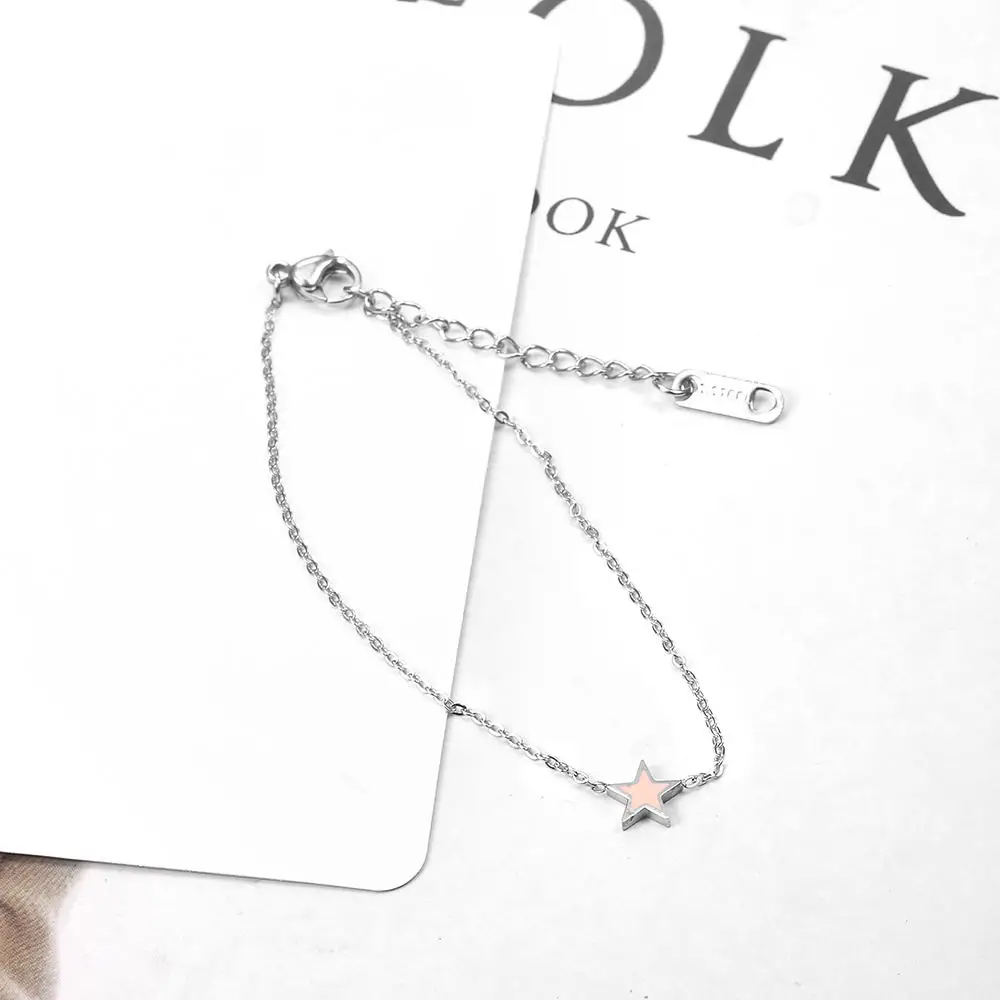 charm chain link bracelets bangles for women friendship braclet hand chain female girls stainless steel heart silver (5)