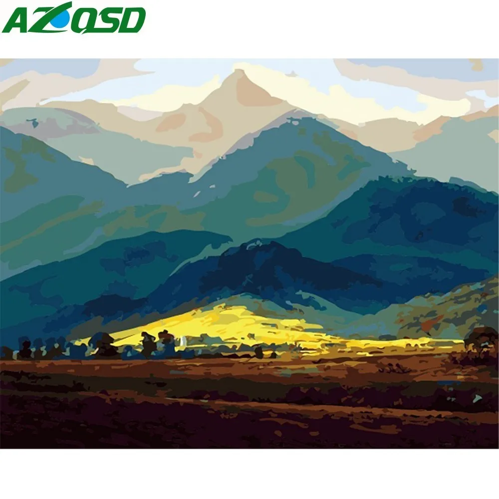 

AZQSD Painting By Numbers Mountains Scenery On Canvas Frameless Oil Painting Picture By Numbers Handmade Home Decor Szyh6184