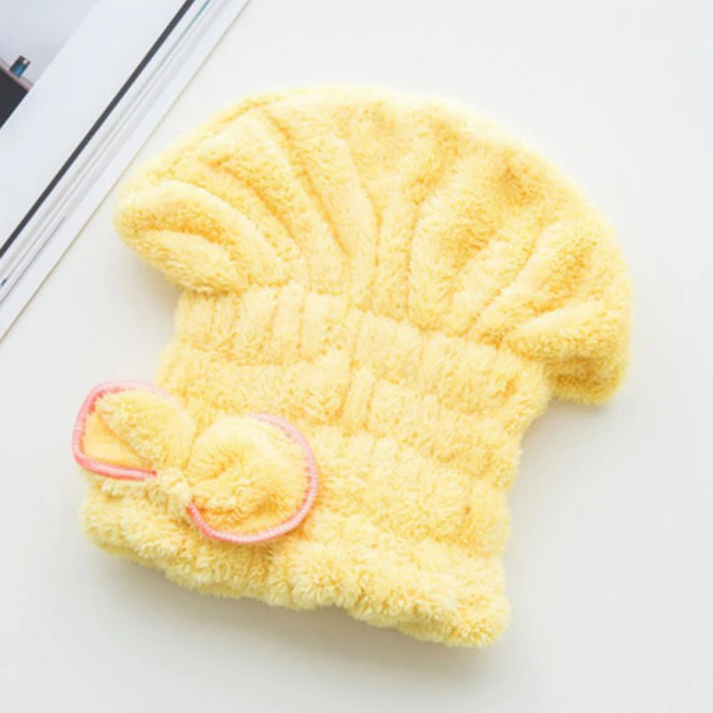 Cute Textile Microfiber Hair Turban Quickly Dry Hair Hat Wrapped Towel Bath Shower Caps Girls Ladies Womens Cap Bath Accessories
