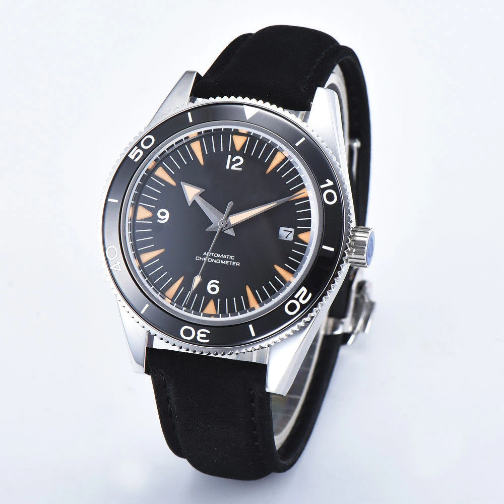 41 мм deber стерильные черные часы с циферблатом модные спортивные Дата, сапфировое стекло вращающийся керамический ободок автоматические