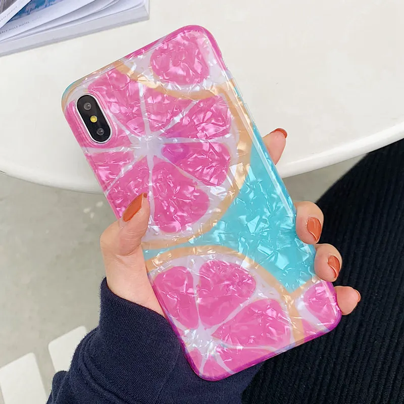 

Summer Grapefruit Pineapple Fruit Case For iPhone 6 6S 7 8 Plus TPU Silicone Case for iPhone XS MAX XR X S Soft Cover Fundas