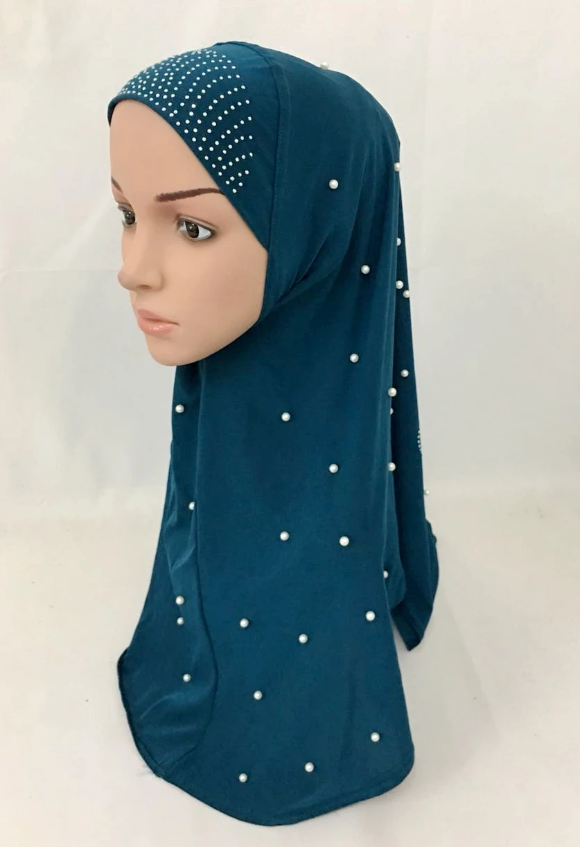 Новые удобные эластичные переплетенные пряжа мгновенный мусульманский цельный хиджаб жемчуг горячей фиксации Стразы