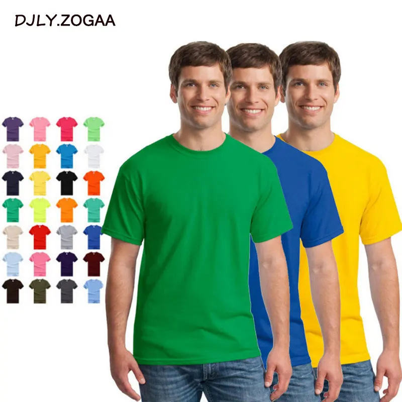 

Zogaa Multiple Color New Solid Color T Shirt Men's Black and White 100% Cotton T-shirts Summer T Shirt Tops