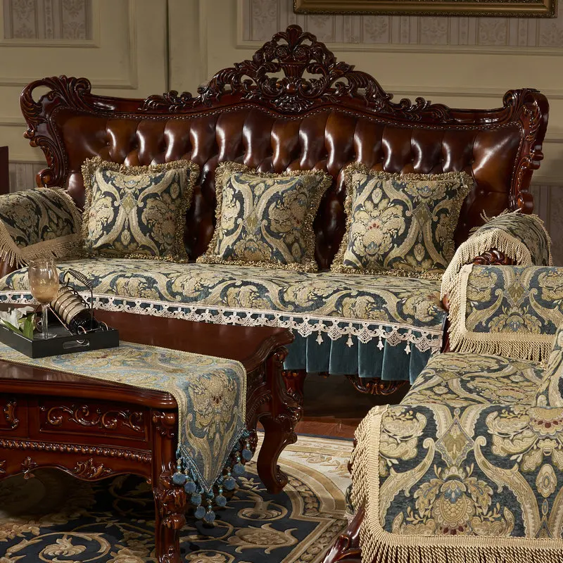 

European sofa cushion cover slip-proof couch cover American brown 1-2-3 combination sofa cover sectional sofa cover