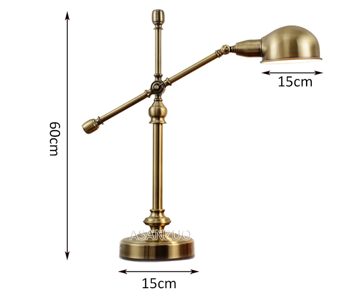 Американский Железный Настольный светильник, модная Ретро бронзовая настольная лампа, настольная лампа для отелей, спальни, прикроватная настольная лампа