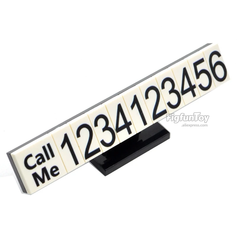Set Tiles Printed Number Plates Customized Phone Number MOC Bricks Parts Building Blocks Toys
