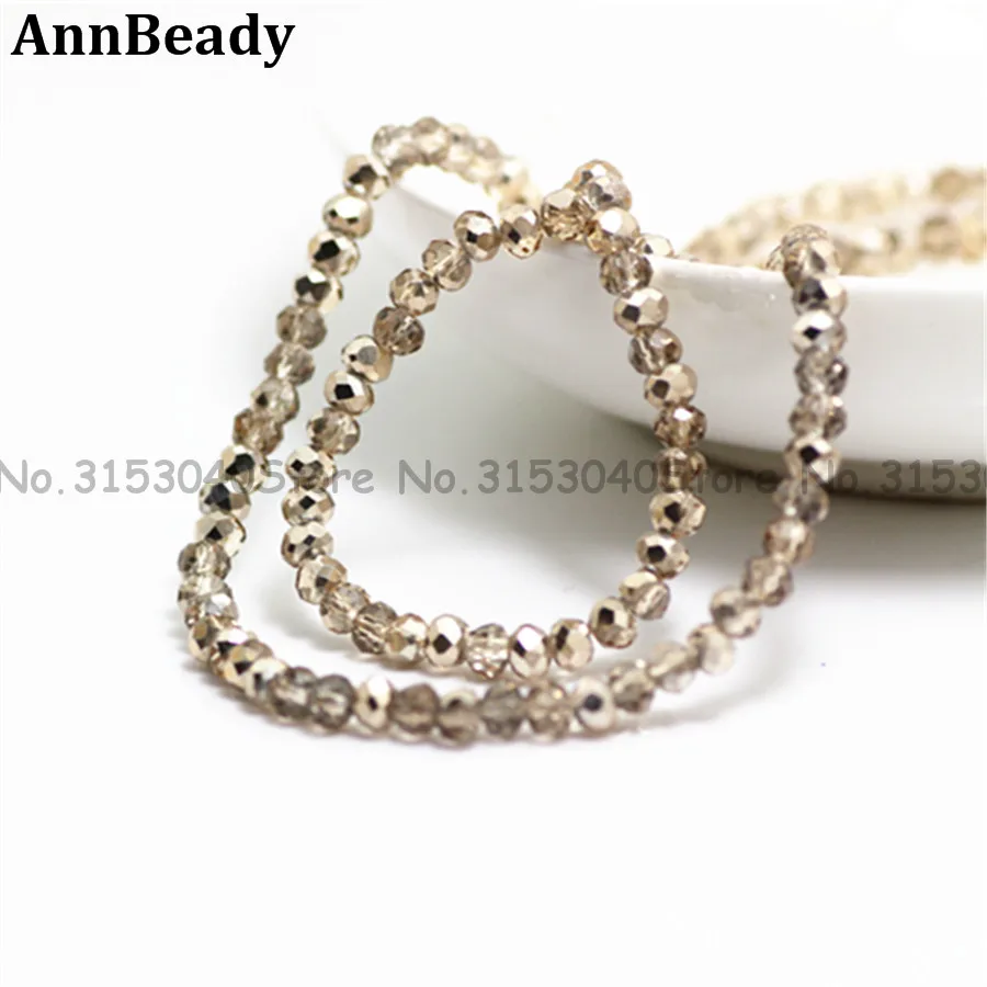 

145pcs New Champagne Color 4mm Rondelle Spacer Austria Crystal beads For Jewelry DIY Making Jewelry Crafts Round Beads