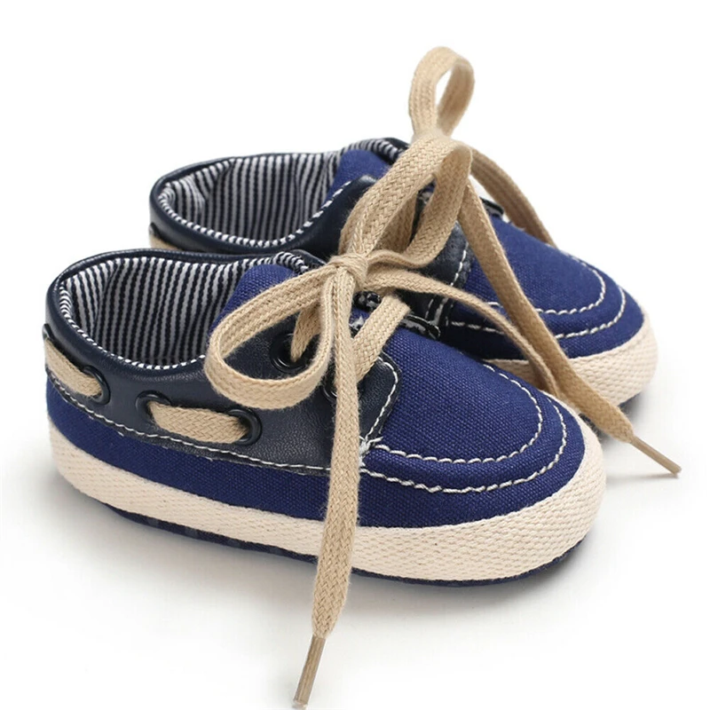 Новая модная повседневная обувь для маленьких мальчиков и девочек, кроссовки, кожаная спортивная мягкая обувь для первых ходунков - Цвет: Синий