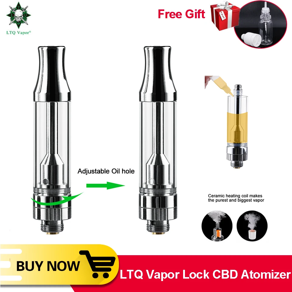 

LTQ VAPOR Lock CBD Vape Atomizer Adjustable Glass Tube Ceramic Hearting Coil Ceramic Core Leak-proof E-cig for 510 Thread Mod