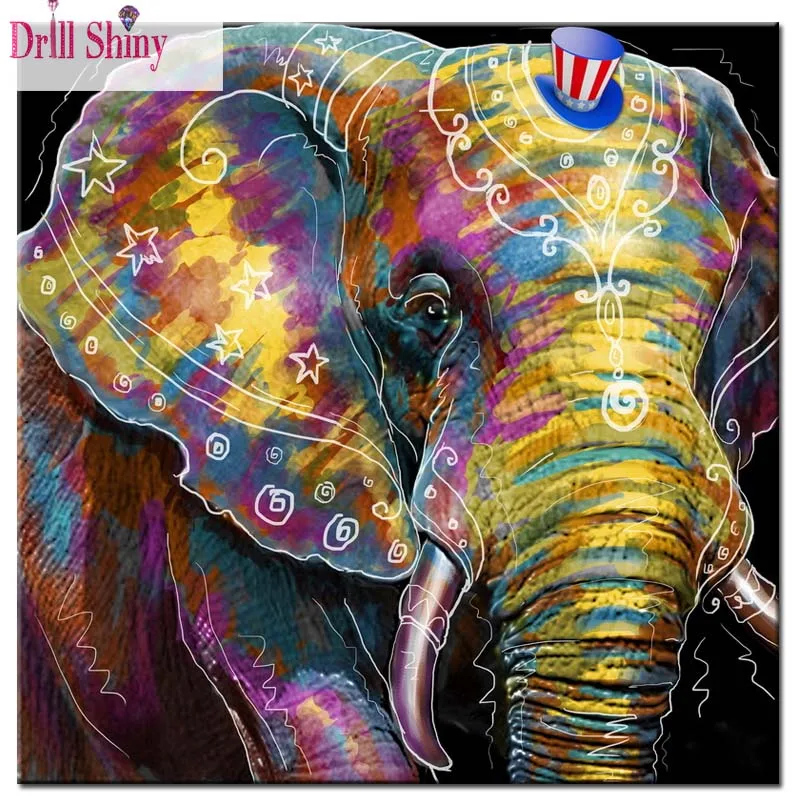 

2017 NEW DIY diamond painting Lovely cartoon animals Color Elephant cross stitch rhinestone mosaic paint living room gift