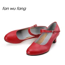 fan wu fang 2017 New Arrival Microfiber Ballroom Dancing Latin Shoes Tango Social Dance Shoes Women Ladies Heel 4CM 813