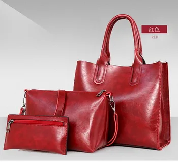 

by dhl or ems 50sets Pu Leather Women Handbags Women Famous Brands Big Casual Tote Bag Ladies Shoulder Bags 3pcs/set