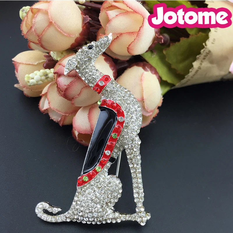 

50/100pcs Wholesale Rhinestone Puppy Canine/Borzoi Hound /Scotty Greyhound Dog Animal Brooches pin for gift