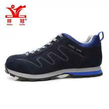 Brand Mens Leather Sports Outdoor Hiking Trekking Shoes Sneakers For Men Deep Blue Color Climbing Mountain Shoes Outventure