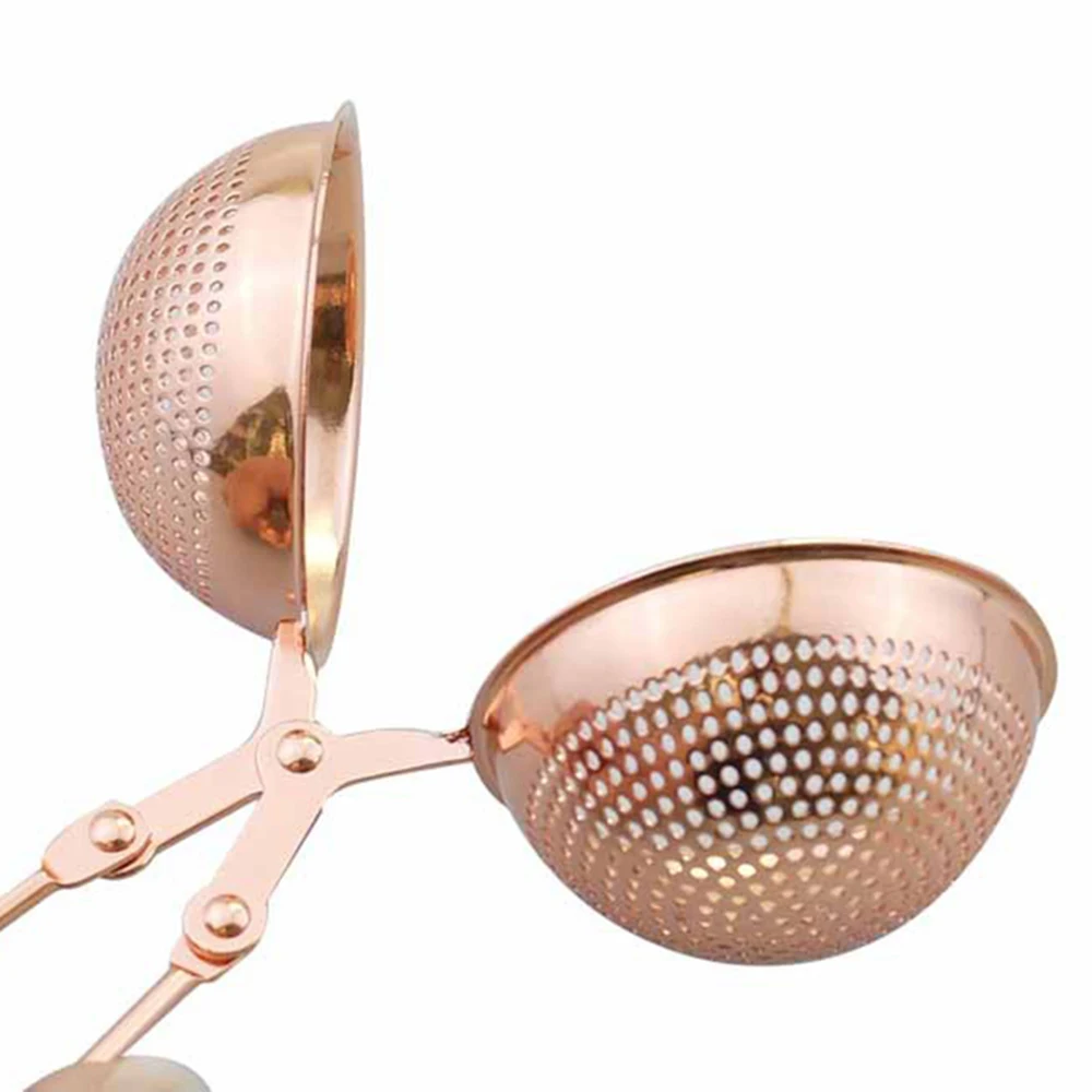 1 Pc Stainless Steel Practical Rose Gold Tea Infuser Spoon Strainer Steeper Handle Shower Table Tool Tea Bag Holder Teaware