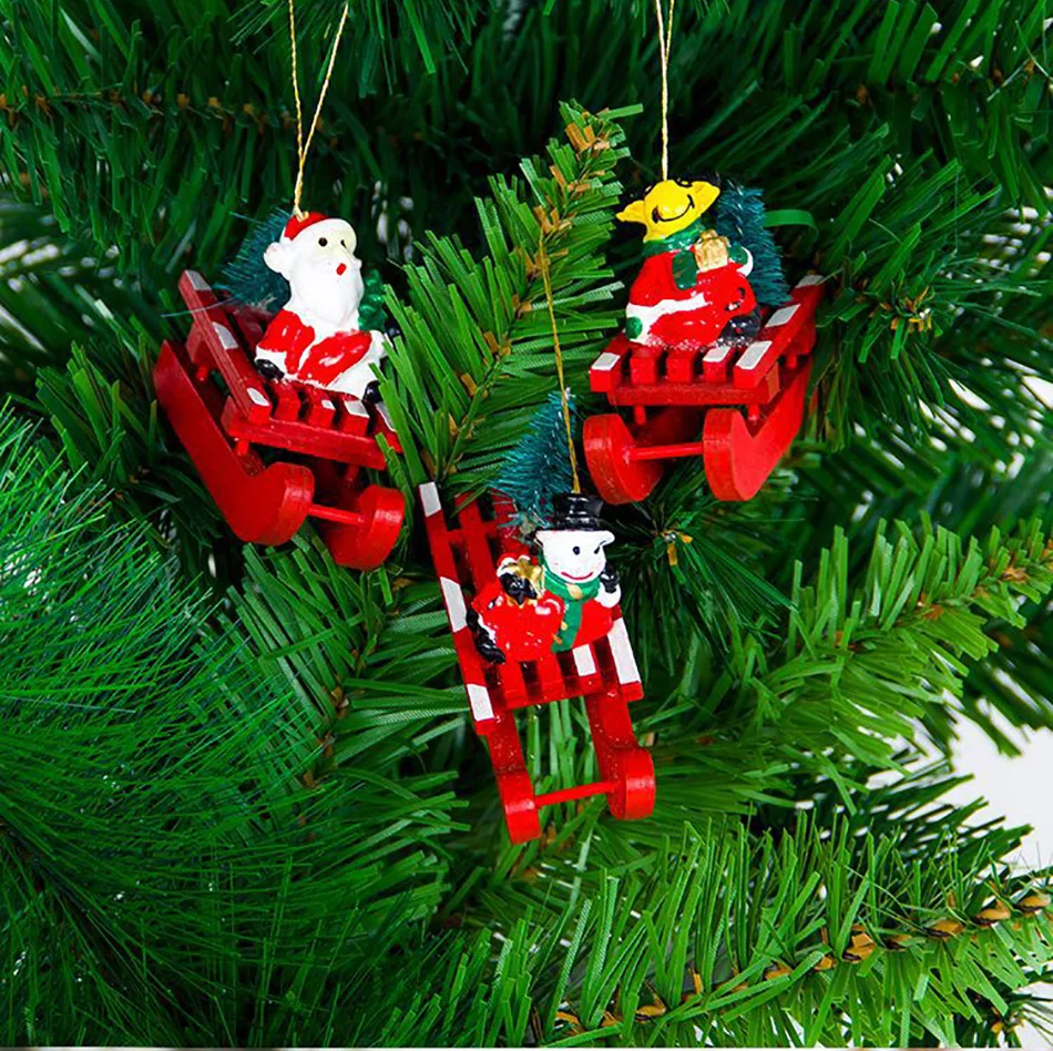 Новогодние Деревянные Подвески "сделай сам" с санями, Санта Клаусом, снеговиком, рождественские украшения, вечерние украшения для дома SA010