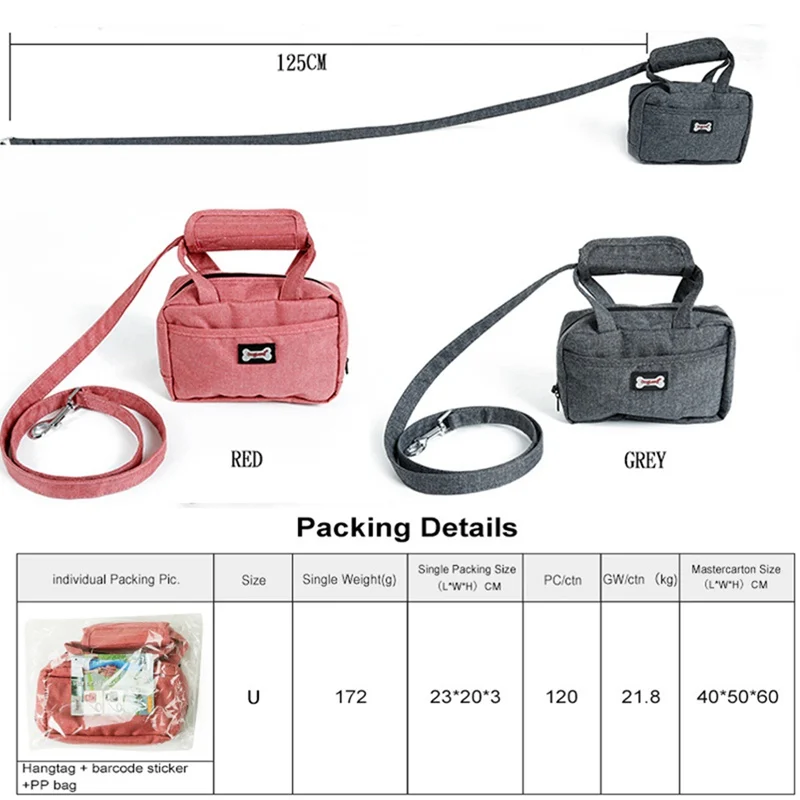 Набор для прогулочных собак-маленькие сумки, поводок, водонепроницаемые маленькие сумки для хранения мешков для мусора, нейлоновый поводок, фиксирующий на сумке