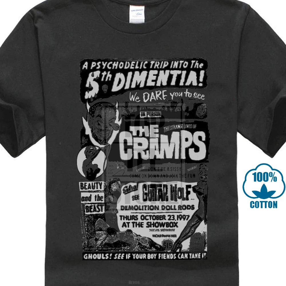 WOMENS PSYCHOBILLY T-SHIRT THE CRAMPS PINK PURPLE LOGO GARAGE HORROR S-2XL