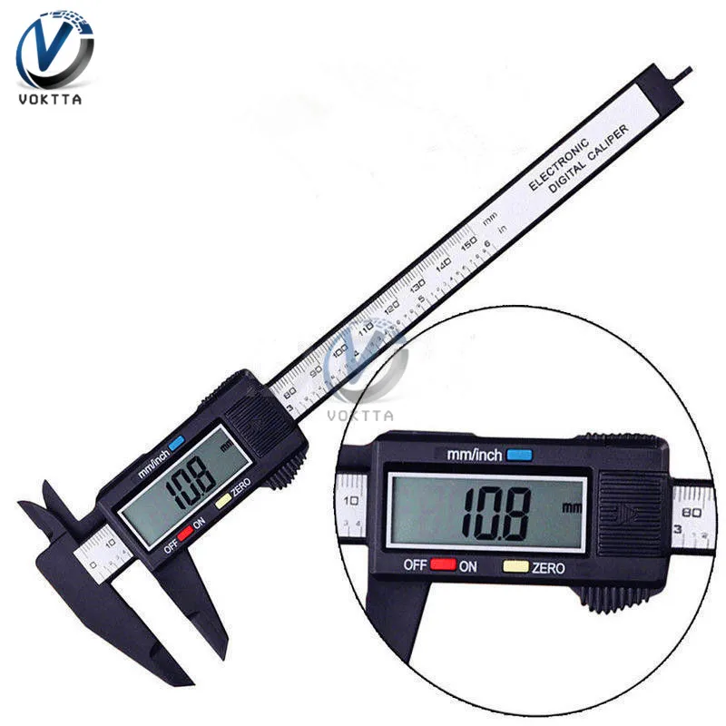 

150mm 6inch LCD Digital Electronic Carbon Fiber Vernier Caliper Gauge Micrometer Height Measuring Instruments 6 inch Calipers