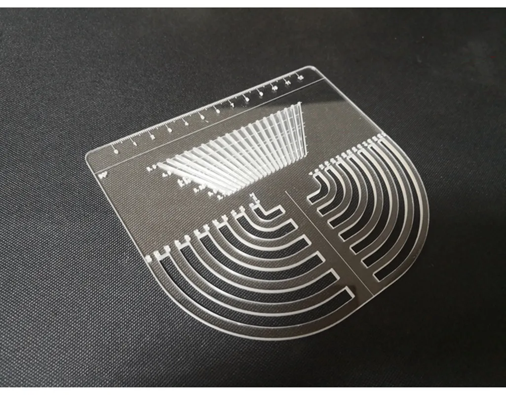 Transparent acrylic multi-function stitch hole distance adjustment ruler rounded 3 to 1 multi-pitch cutting 2.7mm | Дом и сад