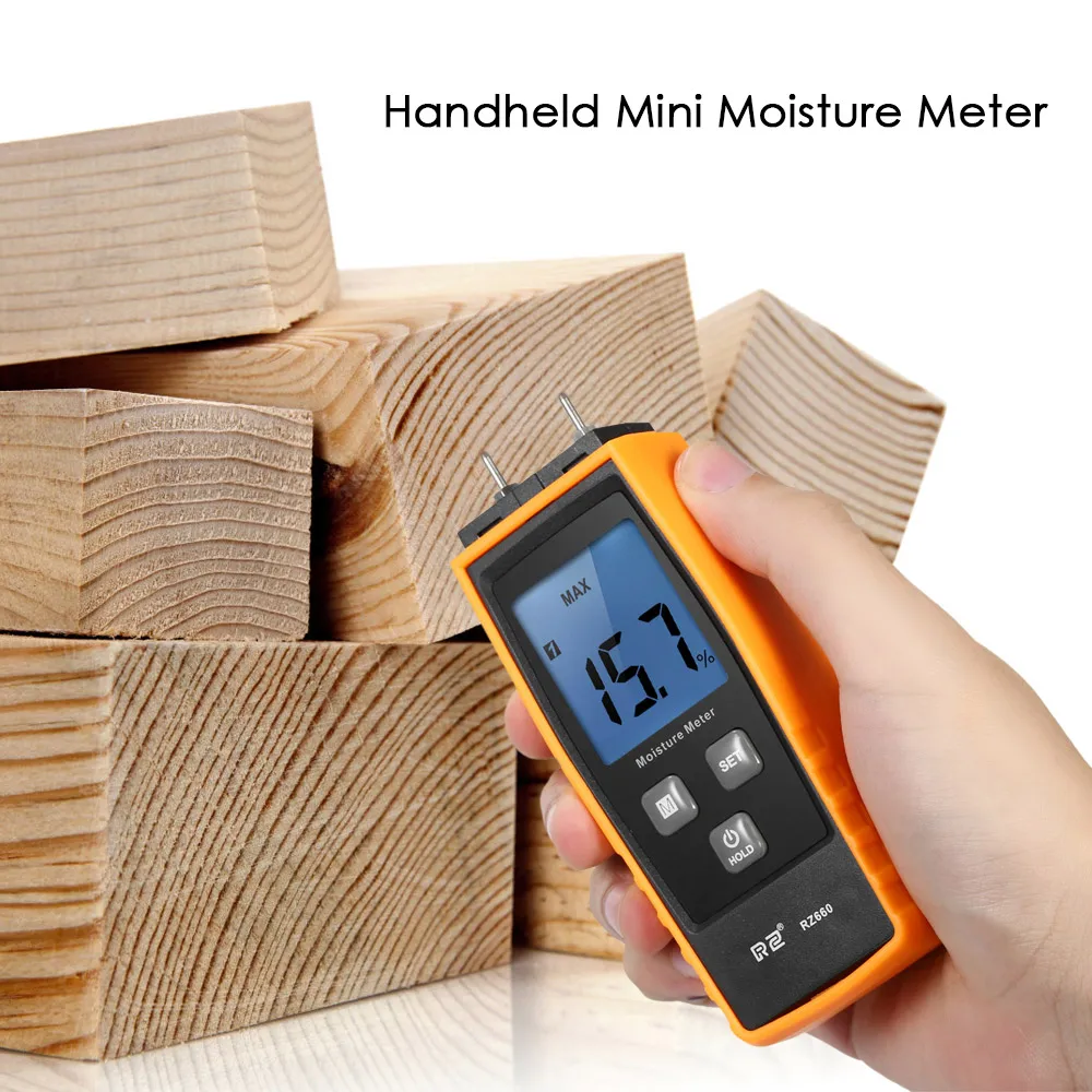 RZ 0%~ 80% двухконтактный цифровой измеритель влажности древесины ручной детектор влажности древесины тестер влажности детектор влажности древесины