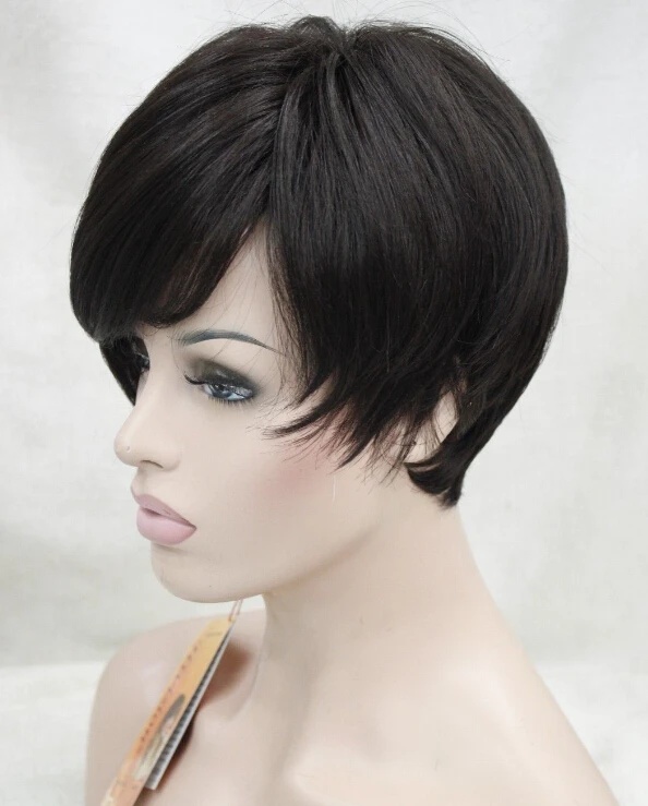new high end asymmetric fashion model dark brown everyday life wigs