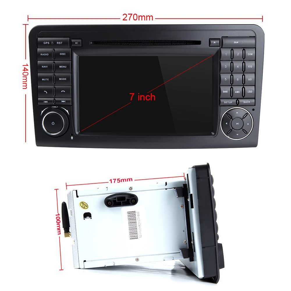Sale Eunavi Android 7.1 WiFi GPS Navi Quad Core Blotooth Stereo Car DVD Player For Benz ML CLASS W164 ML300 ML350 ML450 ML500 2
