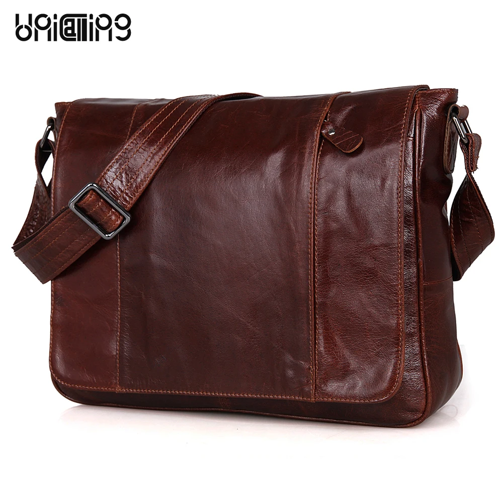 

UniCalling messenger bag men leather fashion cover genuine leather men bag casual men leather shoulder bag quality cowhide