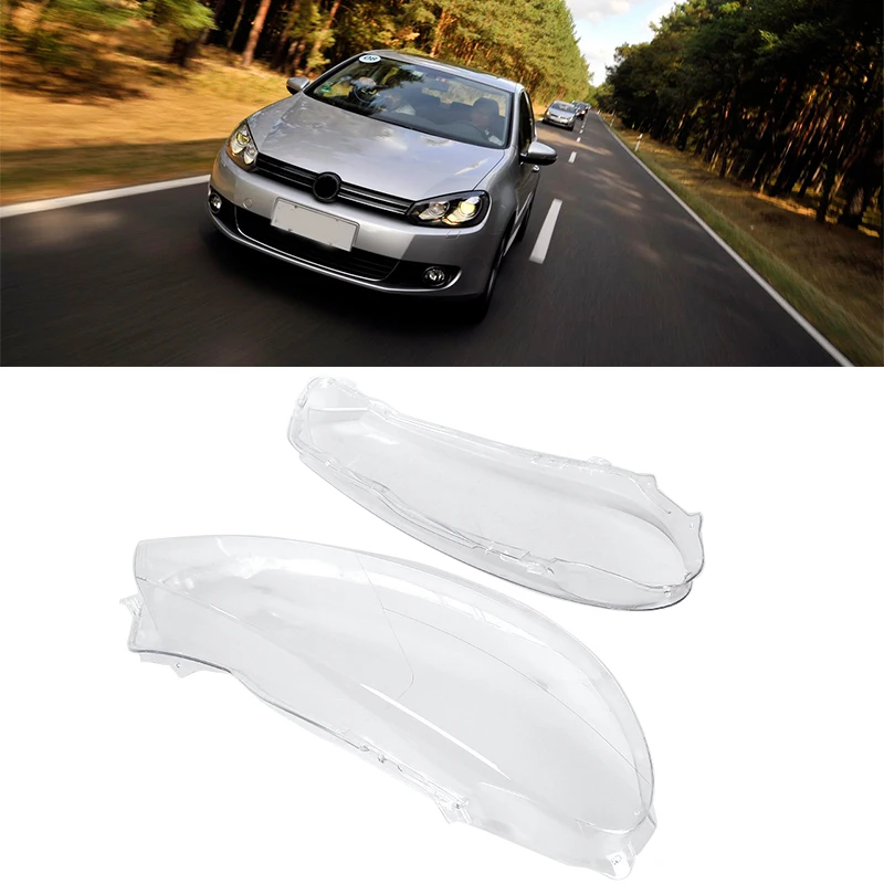 2pcs Car Front Headlight Clear Lens Lamp Cover For VW Golf 6 10 14 car stylingin Car Light