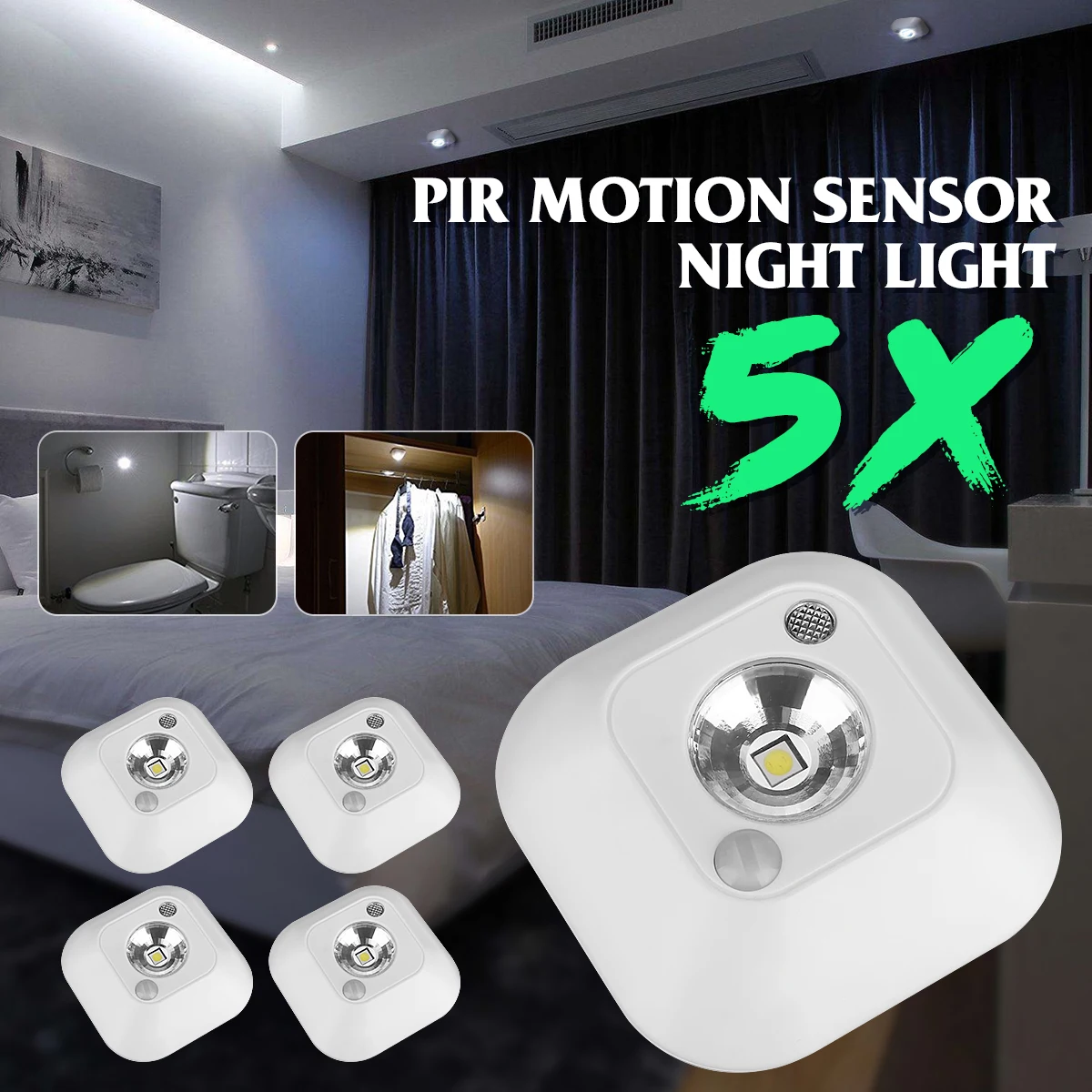 5pcs Mini Infrared Motion Sensor Ceiling Light Night Light