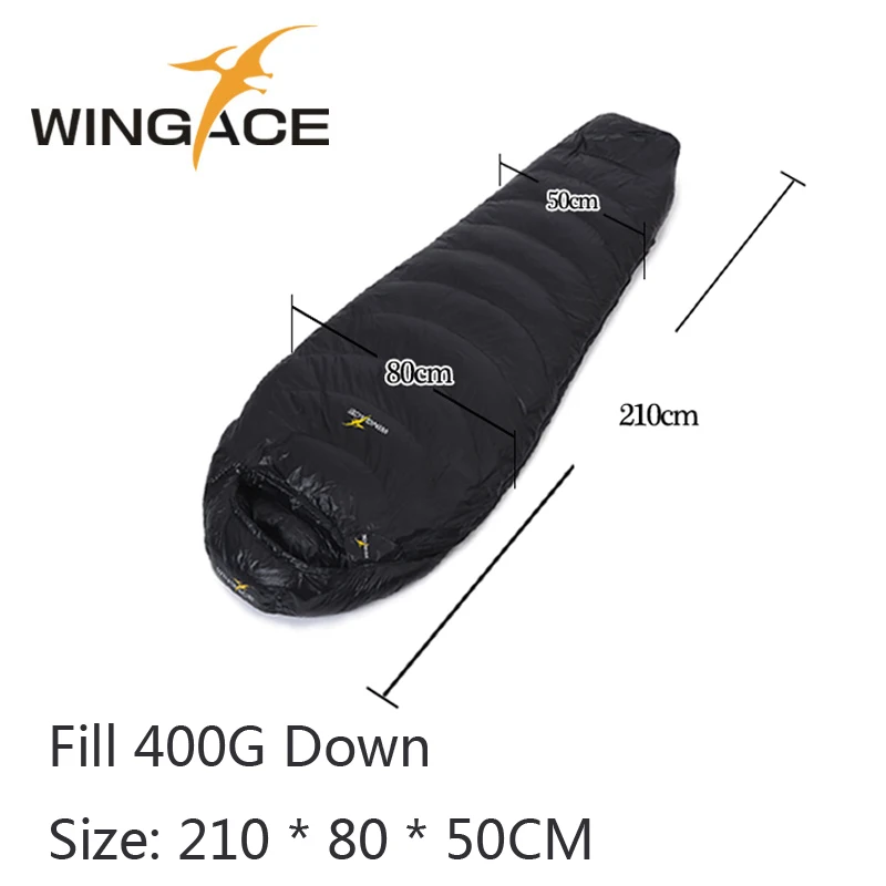 WINGACE заполнить 400 г 600 800 г утка вниз мумия спальный мешок Сверхлегкий Сращивание Открытый Отдых Туризм Пеший Туризм спальные мешки - Цвет: 210cm Black